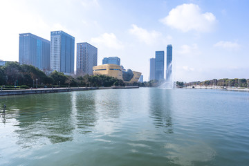 Naklejka premium city skyline in hangzhou china