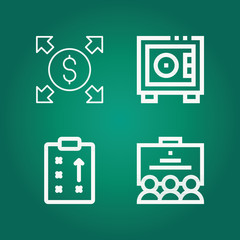 Outline business 4 vector icons set. 4 icons page symbol for your web site design. logo, app, ui, illustration, eps10