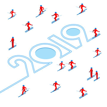 Happy New Year concept - winter sports