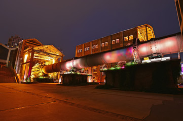 The old machinery and equipment in the evening