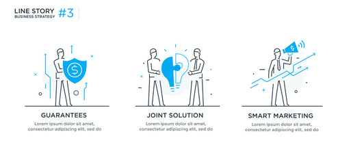 Set of illustrations concept with businessmen. Workflow, growth, graphics. Business development, milestones. linear illustration Icons infographics. Landing page site print poster