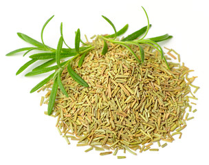 dried rosemary leaves isolated on white