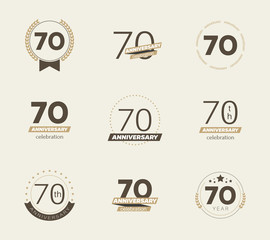 70 years anniversary logo set. Vector illustration.