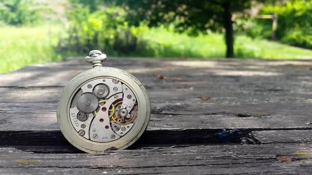 Inside of watch mechanism. Old Stopwatch .
