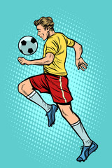 Fototapeta premium Retro football player with a soccer ball