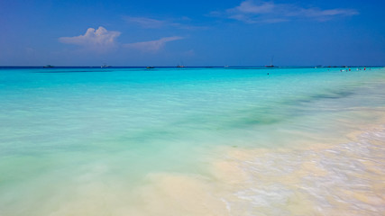 Fototapeta na wymiar Tropical white beach Zanzibar island