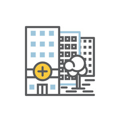 Hospital building icon flat and line vector