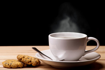 Black coffee,Coffee Cup and cookie