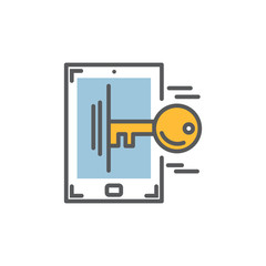 Phone and security key icon.Vector