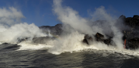 Lava entering the ocean, Big Island, Hawaii