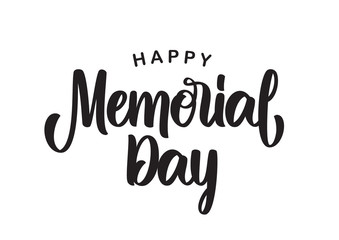 Handwritten type lettering composition of Happy Memorial Day on white background