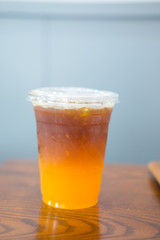 Glass of coffee with orange soda