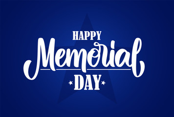 Naklejka na ściany i meble Vector illustration: Calligraphic lettering composition of Happy Memorial Day on blue background