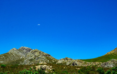 Hilltop moon in daylight
