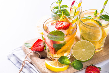 Cold summer drink assortment. 