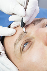 Microblading eyebrows workflow in a beauty salon 