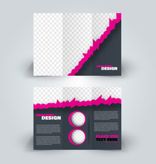 Brochure template. Business trifold flyer.  Creative design trend for professional corporate style. Vector illustration. Pink and grey color.