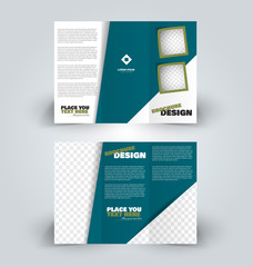 Brochure template. Business trifold flyer.  Creative design trend for professional corporate style. Vector illustration. Green color.