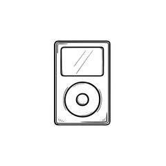 Mp3 player hand drawn outline doodle icon. Media control buttons on mp3 player vector sketch illustration for print, web, mobile and infographics isolated on white background.
