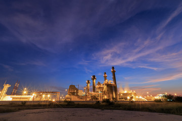 Fototapeta na wymiar Electric power plant with sunset