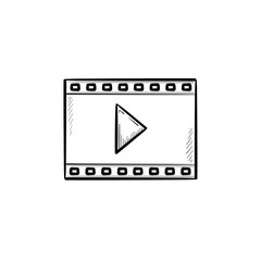 Video frame of entertainment movie hand drawn outline doodle icon. Playing film media control concept vector sketch illustration for print, web, mobile and infographics isolated on white background.