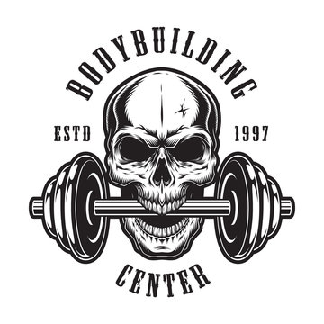 Vintage monochrome bodybuilding logo template