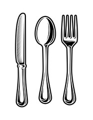 Vintage monochrome cutlery set