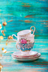 Beautiful shabby chic antique cups