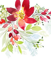 Christmas watercolor postcard