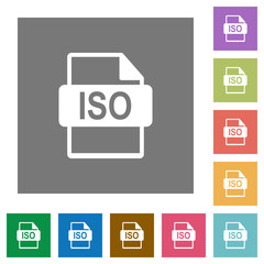 ISO file format square flat icons