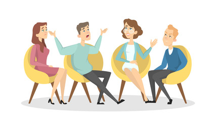 Naklejka premium Psychologists with patients.