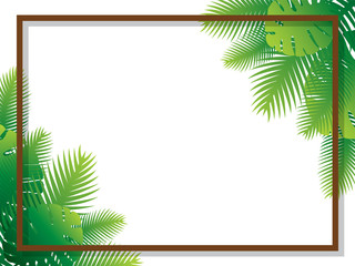 sale banner poster design with palm leaves
