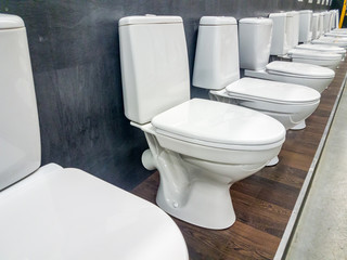 White toilet bowl in a bathroom