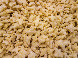 Corn-flakes background and texture, cornflake cereal box for morning breakfast.