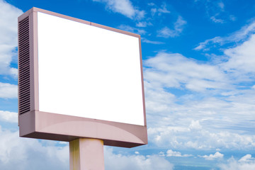 LED billboard isolated on cloudy sky  background