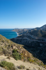 Fototapeta premium Viewpoint to the sea under the blue sky in Carboneras