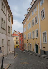 Fototapeta na wymiar Prague Old street Cobblestone road