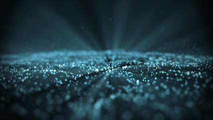 Digital wave particles form for digital background. Blue waves with light showing through