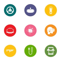 Auto control icons set. Flat set of 9 auto control vector icons for web isolated on white background