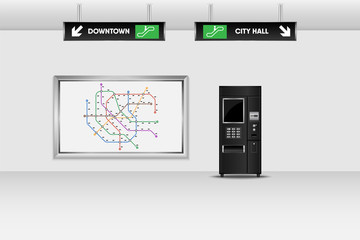 Metro interior design and ticket vending machine, Tube, Underground, Subway