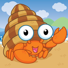 Hermit crab, cute vector, cute cartoon