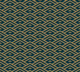 Abstract seamless pattern, Vector seamless pattern. Repeating geometric ornament . luxury gold blue color