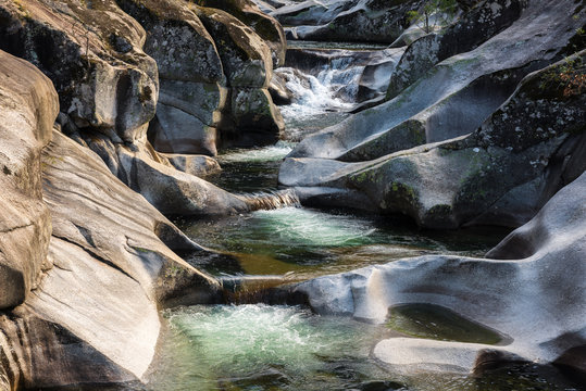 Natural pools of Los Pilones in Garganta de los Infiernos gorge, Caceres province in Spain
