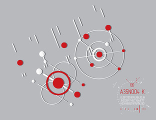 Engineering technological vector wallpaper made with circles and lines. Modern geometric artistic graphic composition can be used as template and layout. Abstract technical background.