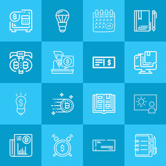 Outline business 16 vector icons set. 16 icons page symbol for your web site design. logo, app, ui, illustration, eps10