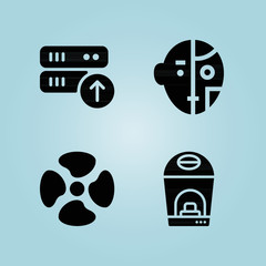 Filled technology 4 vector icons set. 4 icons page symbol for your web site design. logo, app, ui, illustration, eps10