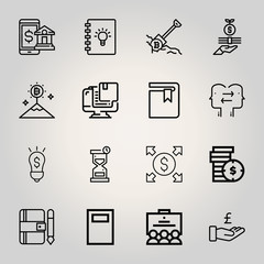 Outline business 16 vector icons set. 16 icons page symbol for your web site design. logo, app, ui, illustration, eps10