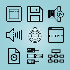 Outline interface 9 vector icons set. 9 icons page symbol for your web site design. logo, app, ui, illustration, eps10