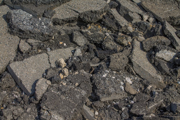 A pile of broken asphalt