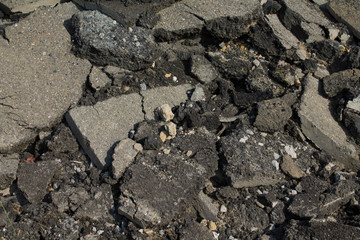 A pile of broken asphalt